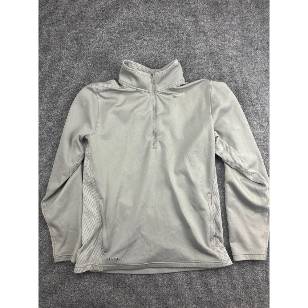 Nike Dri-FIT Pullover Mens Medium Gray 1/4 Zip Long Sleeve Running Shirt‎ Top